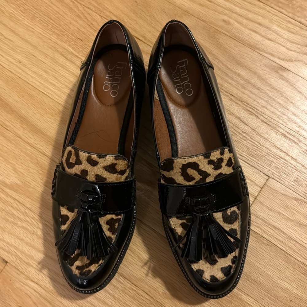 Franco Sarto Leopard Print Calf Skin Chunky Loafer